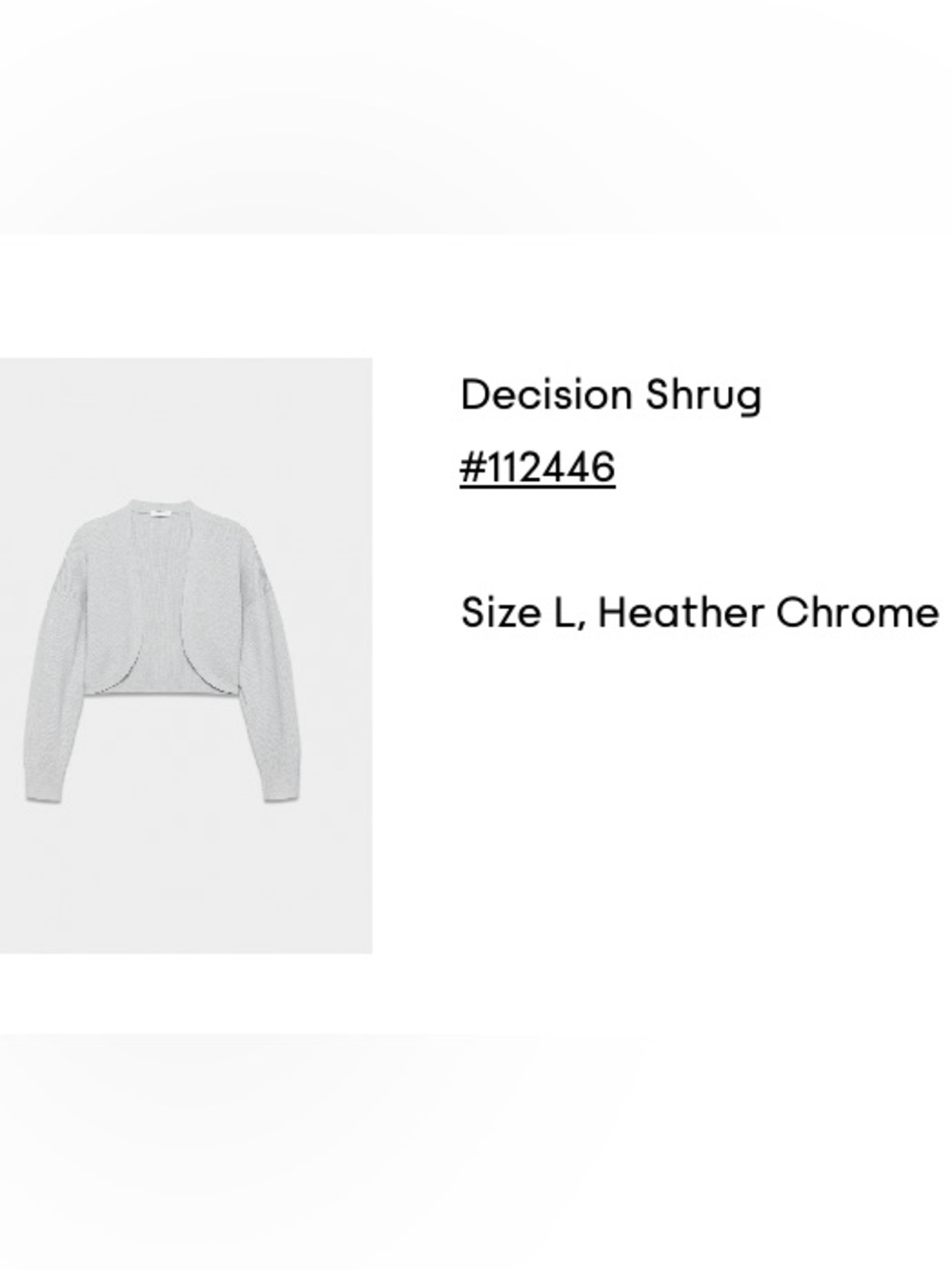Aritzia Decision Shrug Sweater in Heather Chrome (Light Gray)